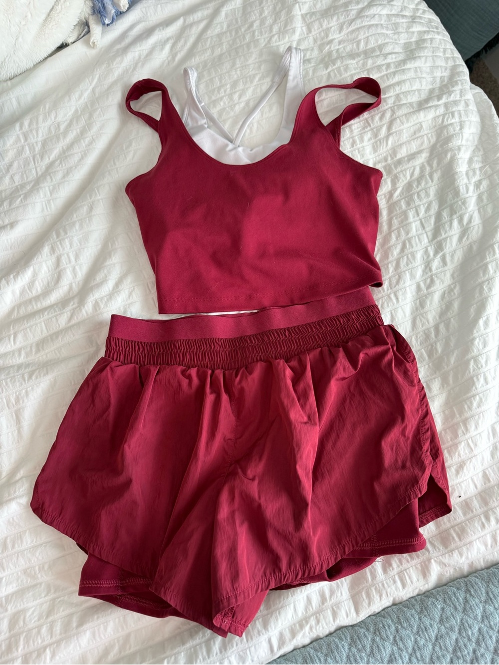 Yogalicious Matching Workout Set - Layered Tank & Running Shorts